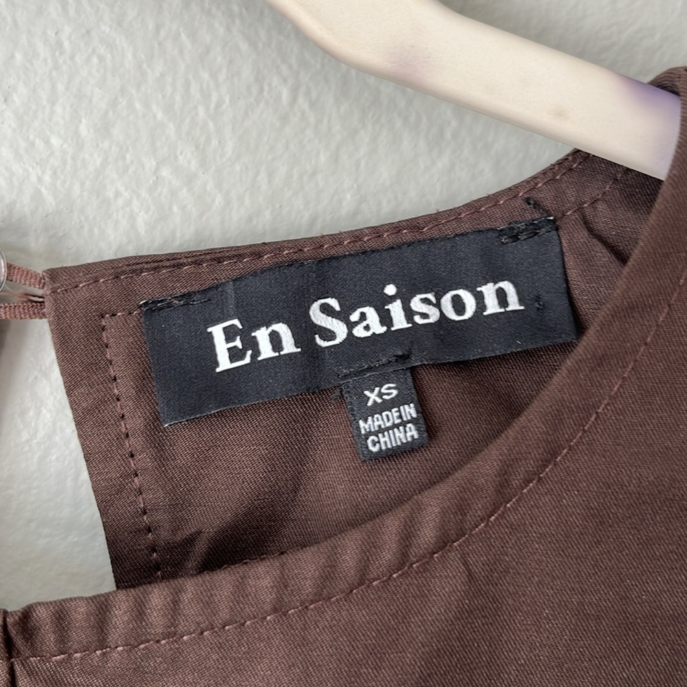En Saison Puff Sleeve Open Back Jumpsuit / Brown /‎ SZ XS - Picture 6 of 12